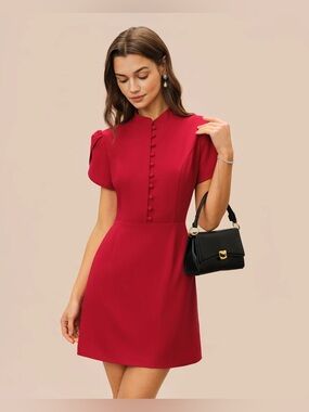 Red Petal Sleeve Mini Dress